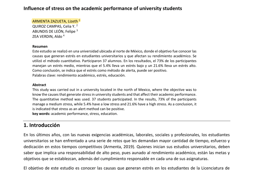 Estrés y rendimiento académico
