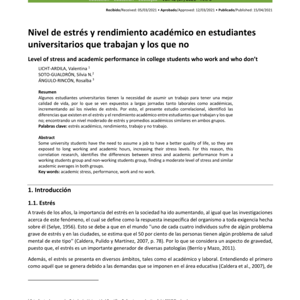 Estrés en jóvenes universitarios