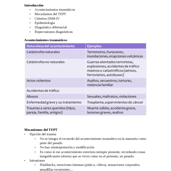 Diagnóstico diferencial del trastorno de estrés postraumático