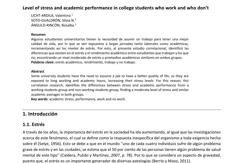 Estrés en adolescentes que estudian y trabajan