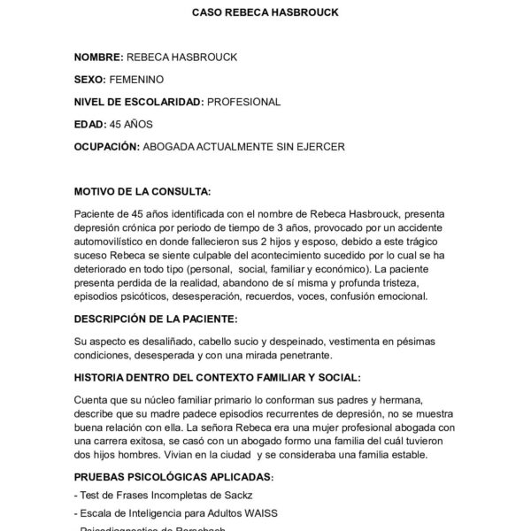 Modelo de informe psicológico por estrés postraumático