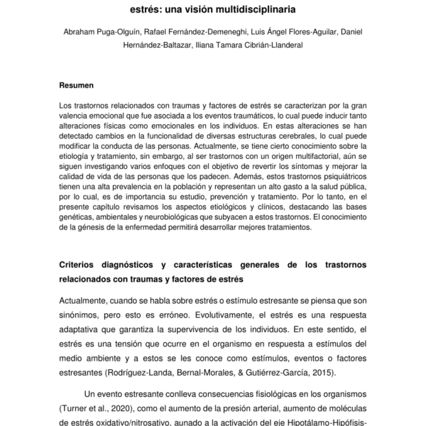 Trastorno relacionado con traumas y factores de estrés neurobiología